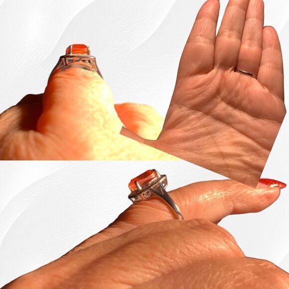 Beautiful Color Changing Stone with Halo  Fashion Ring  Size 7 - Picture 7 of 8